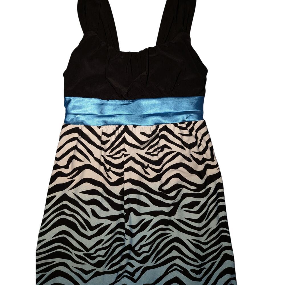 Rare Editions Girls Black & Blue Ombre Zebra Stripe Empire Waist Dress Size 7/8 - Picture 5 of 12
